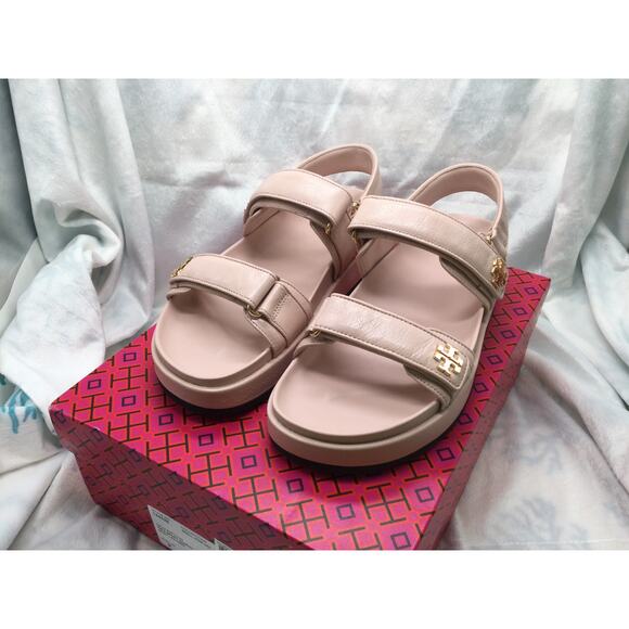 Tory Burch Kira Sport Goat Leather Sandal Shell Pink 9 NIB - Picture 9 of 10